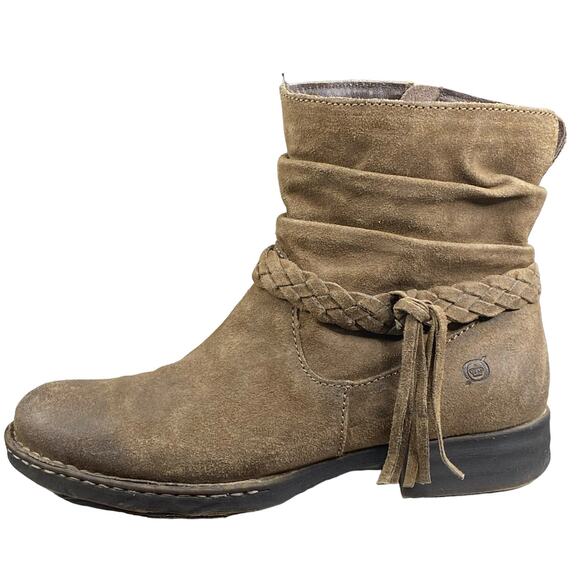 Born Women's Ouvea Brown Leather Braided Ankle Boots Size US 9 - Picture 3 of 11